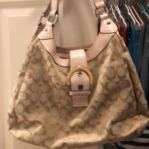 Coach Hobo bag - beige with light pink trim